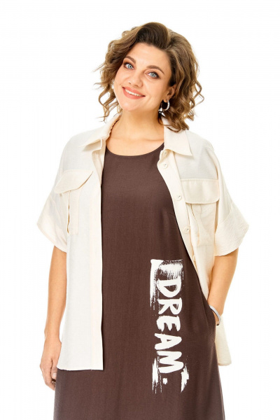 Блуза, платье VI ORO VR-1256 шоколад-молочный - фото 3