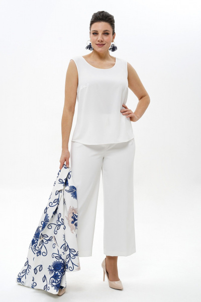 Блуза, брюки, жакет Alani Collection 2500 бело-синий - фото 7