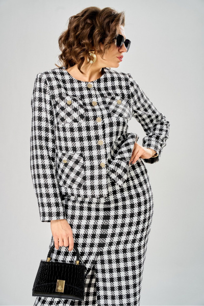 Жакет, юбка Andina city 9093-26 черно-белый - фото 3