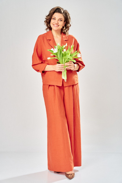 Брюки, жакет Диомант 2158 оранжевый - фото 3