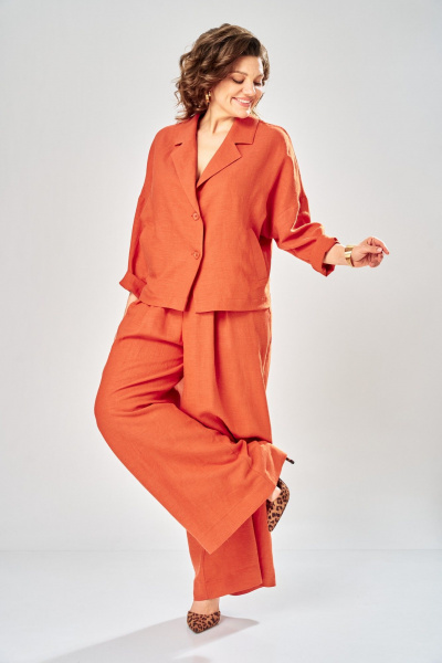 Брюки, жакет Диомант 2158 оранжевый - фото 2