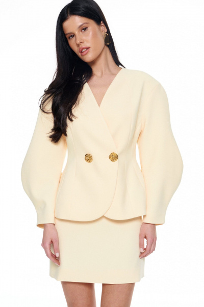 Жакет, юбка KaVaRi 8057 сливочное-масло - фото 6