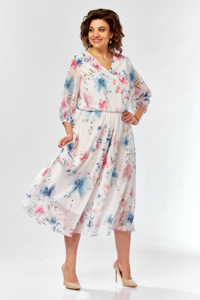 Платье Элль-стиль 2463 белый_принт_цветы - фото 24