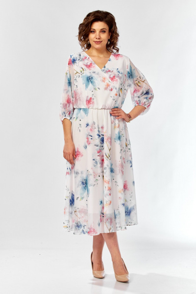 Платье Элль-стиль 2463 белый_принт_цветы - фото 23