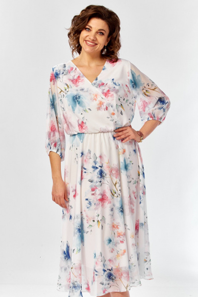 Платье Элль-стиль 2463 белый_принт_цветы - фото 10