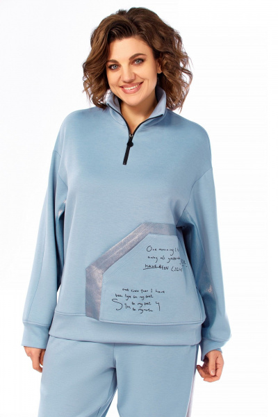 Брюки, джемпер Ольга Стиль С-1009 голубой - фото 4