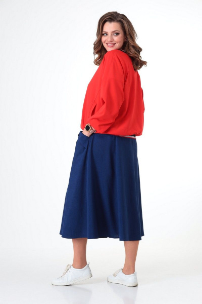 Блуза, бомбер, юбка T&N 7050 красный-синий-белый - фото 6