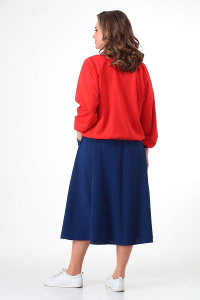 Блуза, бомбер, юбка T&N 7050 красный-синий-белый - фото 4