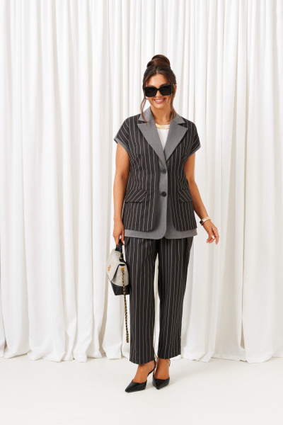 Блуза, брюки, жилет Beautiful&Free 6434 темно-серый - фото 3