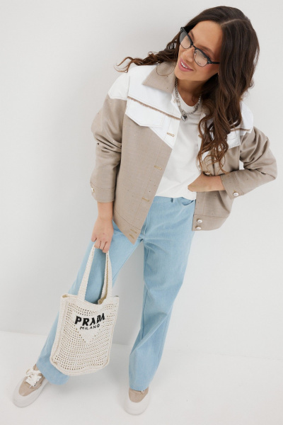 Брюки, куртка Магия моды 2691 беж/голубой - фото 10