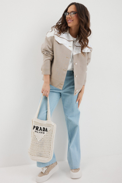 Брюки, куртка Магия моды 2691 беж/голубой - фото 7