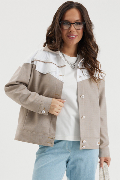 Брюки, куртка Магия моды 2691 беж/голубой - фото 3