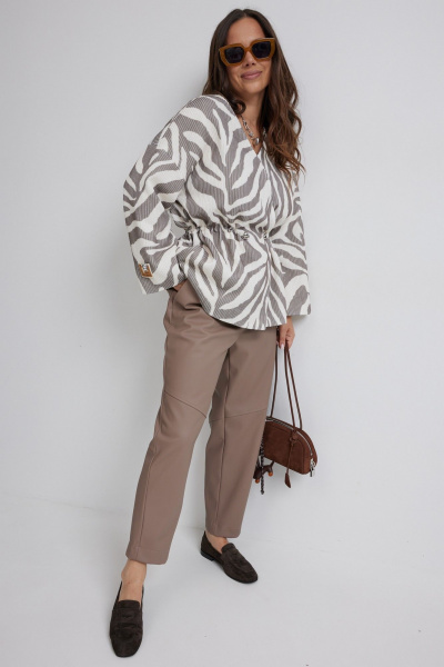 Брюки, жакет Магия моды 2698 коричневый/молочный - фото 2