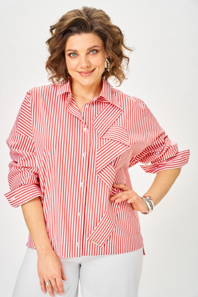 Блуза Michel chic 798 полоска_красная - фото 5