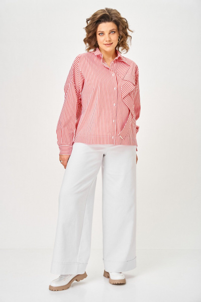 Блуза Michel chic 798 полоска_красная - фото 2