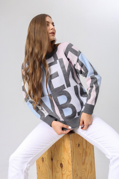 Джемпер BONADI BS18 серый-голубой - фото 6