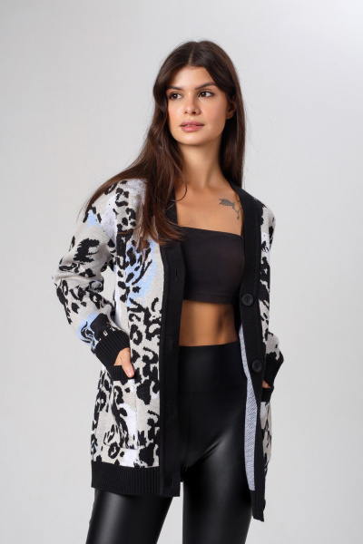 Кардиган BONADI BS43 черный-голубой - фото 9