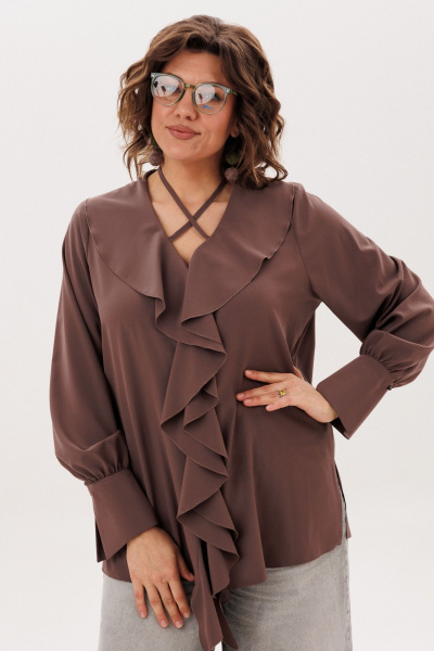 Блуза, болеро Anelli 1679-1 молочный-шоколад - фото 9