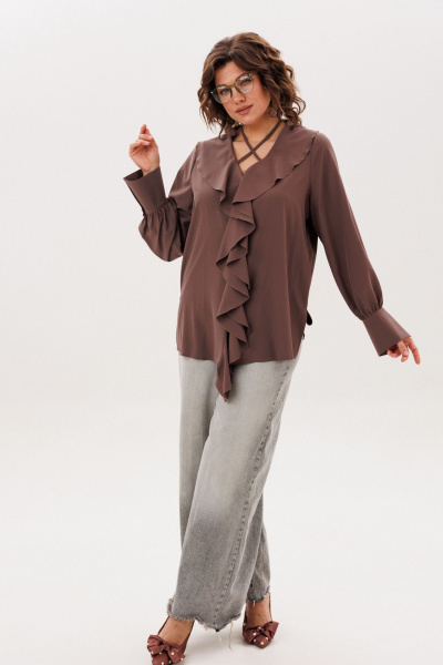 Блуза, болеро Anelli 1679-1 молочный-шоколад - фото 8