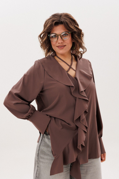 Блуза, болеро Anelli 1679-1 молочный-шоколад - фото 1