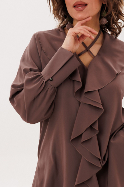 Блуза, болеро Anelli 1679-1 молочный-шоколад - фото 5
