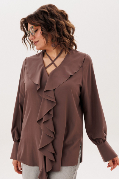 Блуза, болеро Anelli 1679-1 молочный-шоколад - фото 3