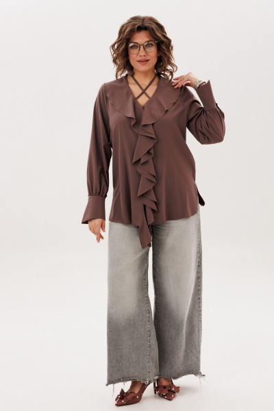 Блуза, болеро Anelli 1679-1 молочный-шоколад - фото 2