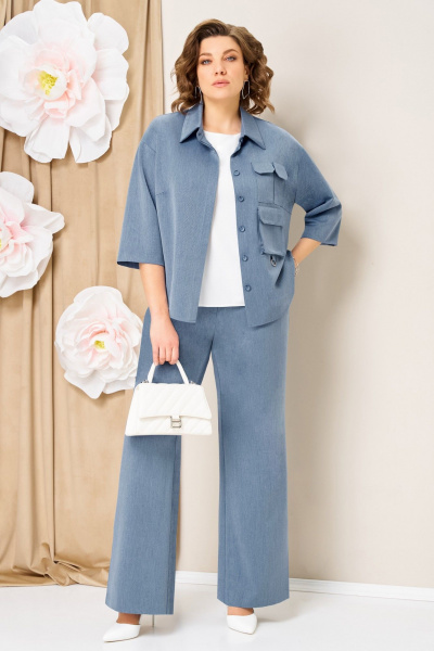 Блуза, брюки, жакет VOLNA 1463 голубой - фото 7
