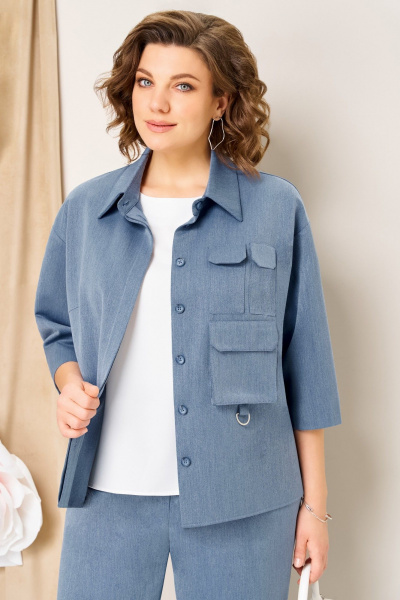 Блуза, брюки, жакет VOLNA 1463 голубой - фото 6