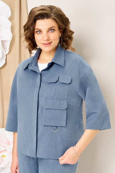 Блуза, брюки, жакет VOLNA 1463 голубой - фото 3