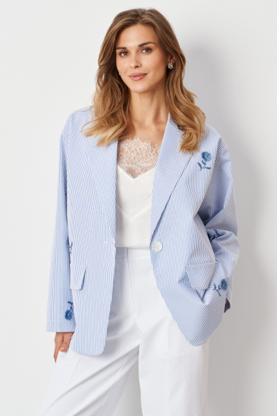 Жакет Панда 123830 бело-синий - фото 6