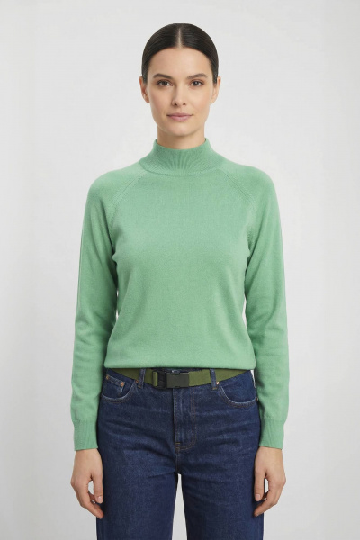 Демисезонный свитер прямого силуэта реглан с двойной стойкой Полесье С3316-15 5С1754-Д43 158,164 малахитовый_зеленый_16-5917 - фото 3