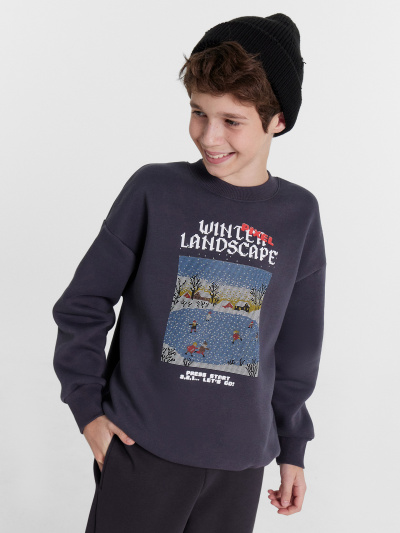 Свитшот Mark Formelle 123437/1/24-27869П-7П графит_печать_3_сл_на_пол - фото 1