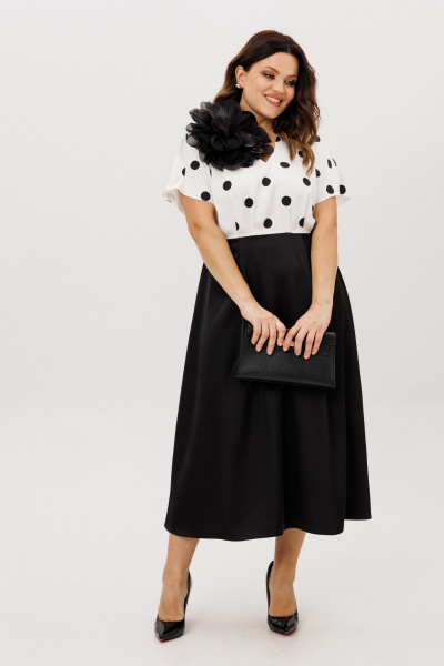 Брошь, платье ANIDEN 721-5 черно-белый - фото 8