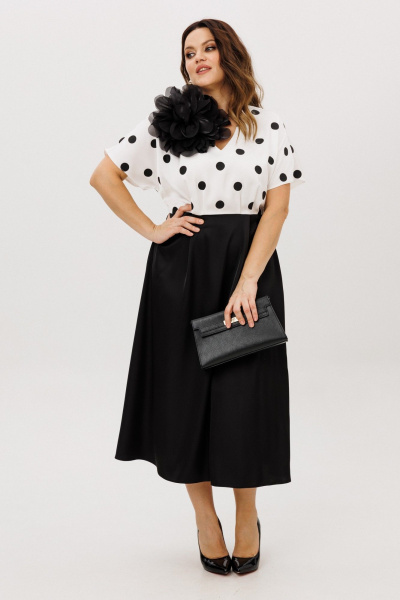 Брошь, платье ANIDEN 721-5 черно-белый - фото 1