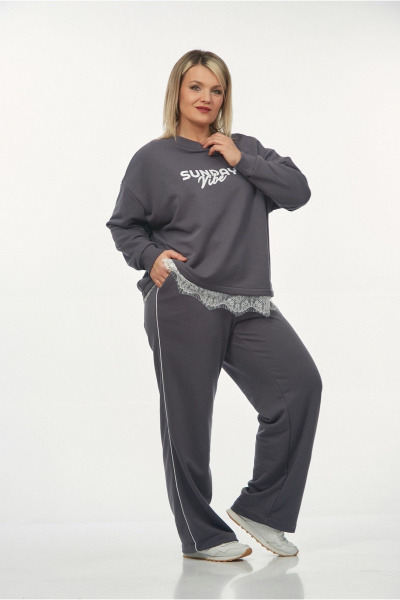 Брюки, джемпер OVERYOU М239 графит - фото 1