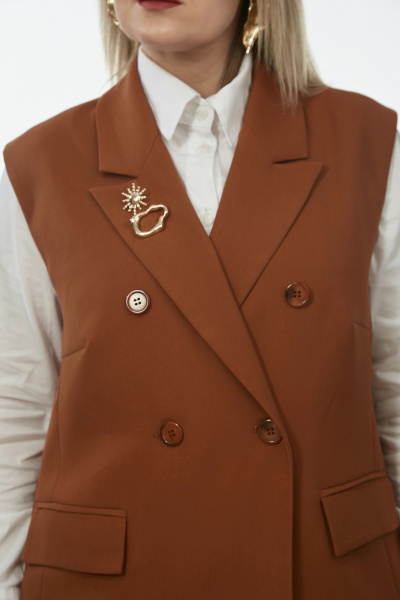 Брюки, жилет OVERYOU М241/1 миндаль - фото 2