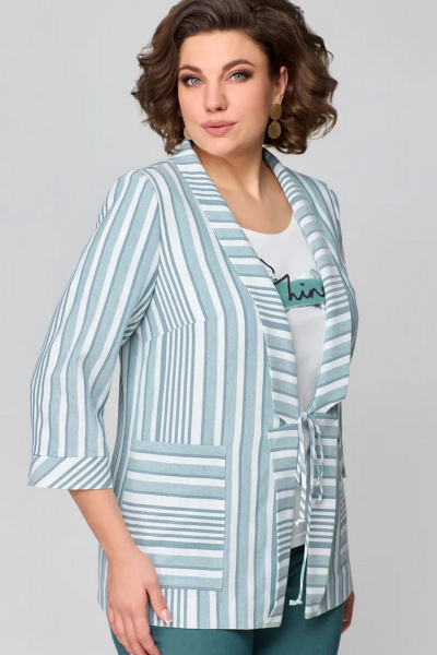 Блуза, брюки, жакет Мишель стиль 1133-3 изумруд - фото 3