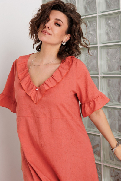 Платье BegiModa 1066 коралл - фото 5