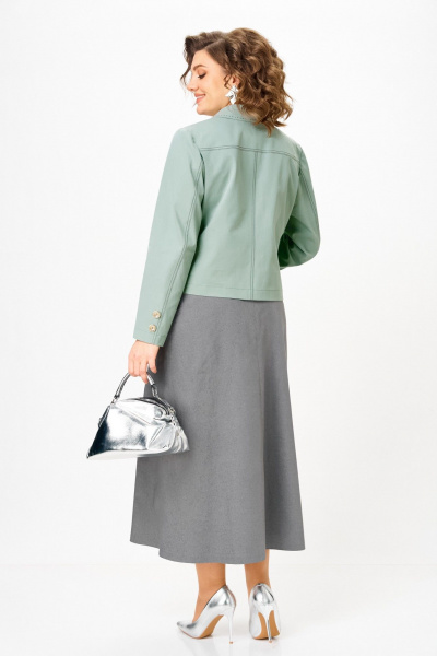 Жакет, юбка Aira Style 24139 серо-зеленый - фото 6
