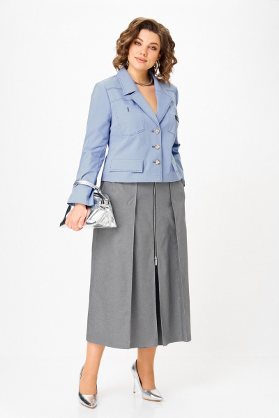 Жакет, юбка Aira Style 24139 серо-голубой - фото 8