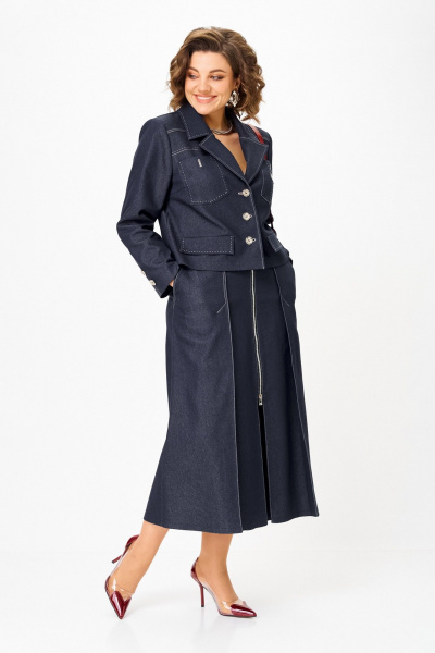 Жакет, юбка Aira Style 24139 синий - фото 12