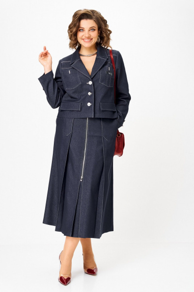 Жакет, юбка Aira Style 24139 синий - фото 2