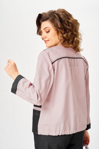 Брюки, жакет Aira Style 24249 пудра-графит - фото 7