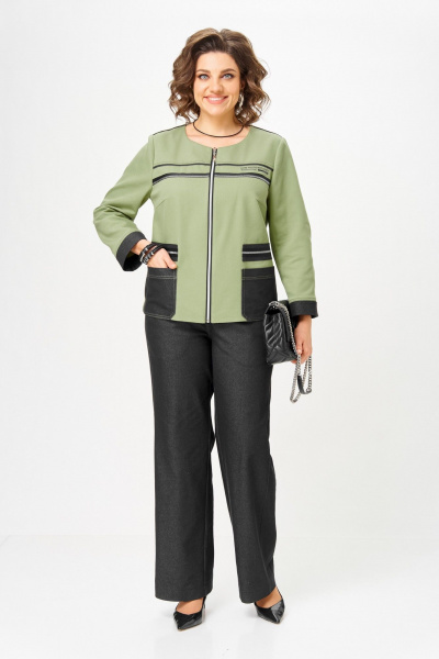 Брюки, жакет Aira Style 24249 зеленый-графит - фото 11