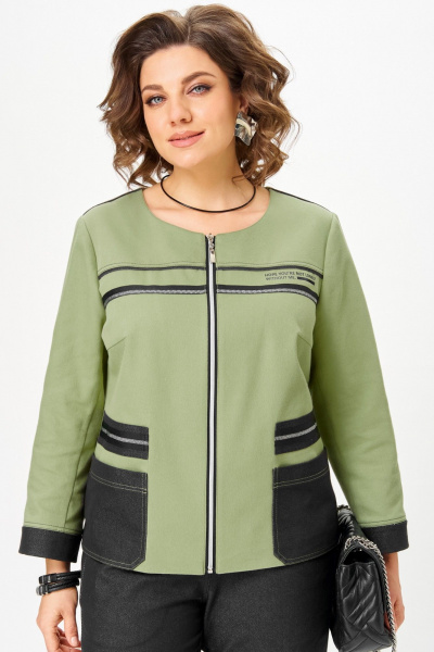 Брюки, жакет Aira Style 24249 зеленый-графит - фото 8