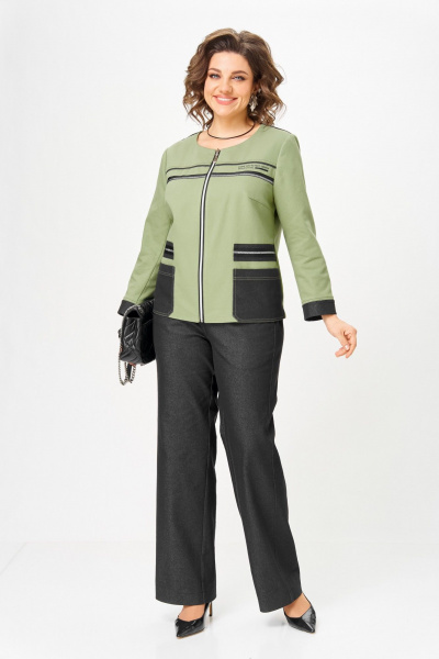 Брюки, жакет Aira Style 24249 зеленый-графит - фото 7