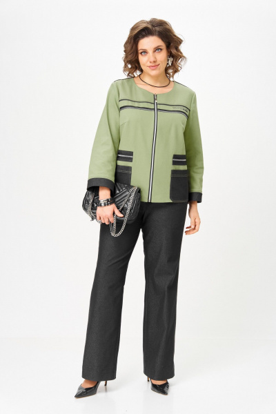 Брюки, жакет Aira Style 24249 зеленый-графит - фото 5