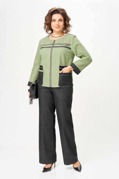 Брюки, жакет Aira Style 24249 зеленый-графит - фото 4