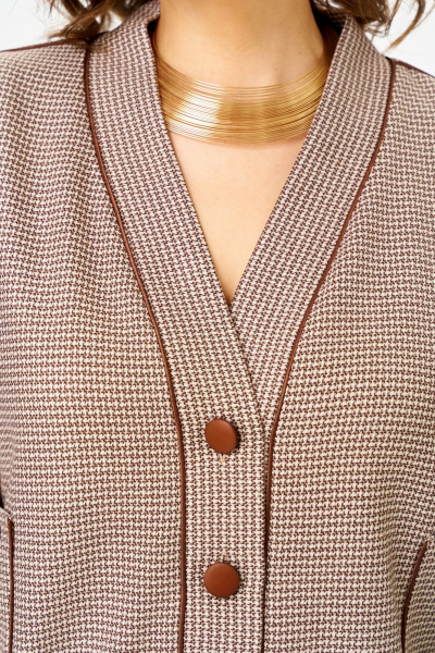 Жакет, юбка Aira Style 24131 бежево-коричневый - фото 3